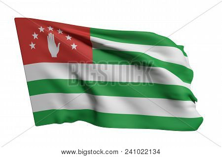 3d Rendering Of Abkhazia Flag Waving On White Background