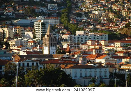 Tower Of The Cathedral Of Funchal (portuguese: Catedral Da Se Do Funchal) In The City Of Funchal, Ma