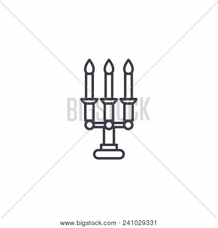 Candelabrum Line Icon, Vector Illustration. Candelabrum Linear Concept Sign.