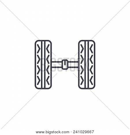 Car Chassis Line Icon, Vector Illustration. Car Chassis Linear Concept Sign.