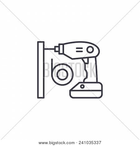 Cordless Screwdriver Line Icon, Vector Illustration. Cordless Screwdriver Linear Concept Sign.