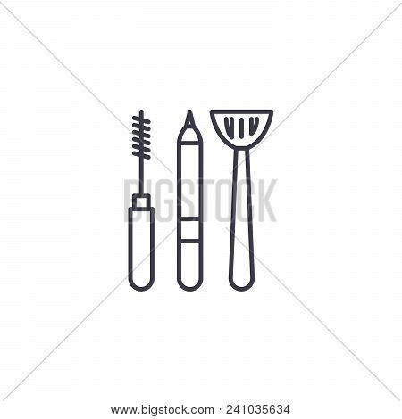Cosmetologist Tools Line Icon, Vector Illustration. Cosmetologist Tools Linear Concept Sign.