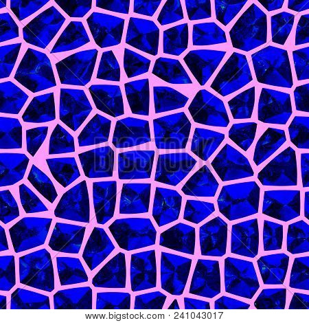 Abstract Blue Glossy Rshiny Stones Mosaic Seamless Texture Pattern