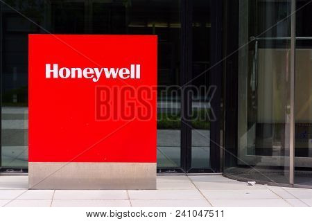 Prague, Czech Republic - May 10 2018: Honeywell Company Logo On Headquarters Building On May 10, 201