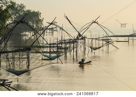Lift Nets To Catch Fish.  The Tool Used To Catch Fish At Khuan Khanun District  Phatthalung Province