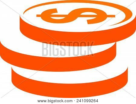 Coin Dollar Stack Logo Design Template Isolated Vector