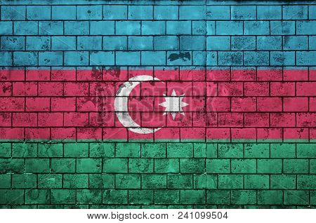 Azerbaijan Flag Is Painted Onto An Old Brick Wall