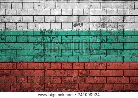 Bulgaria Flag Is Painted Onto An Old Brick Wall