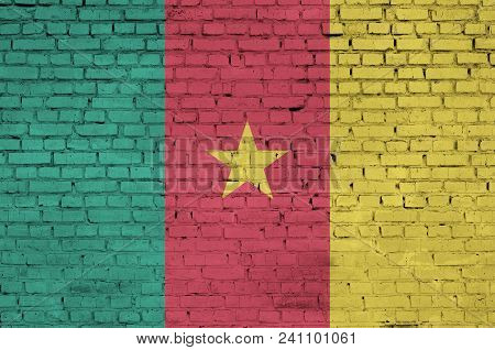 Cameroon Flag Is Painted Onto An Old Brick Wall
