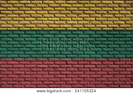 Lithuania Flag Is Painted Onto An Old Brick Wall