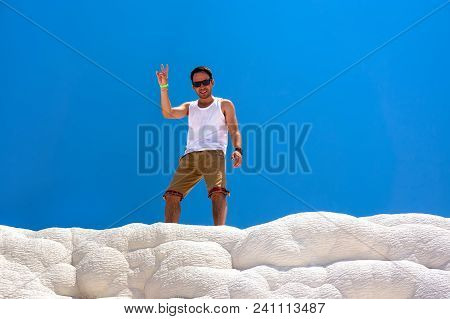 Portrait Of Tan Young Man In Pammukale Near Modern Turkey City Denizli, Turkey. Denizli, Hierapolis,