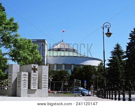 Building Of Lower House Of The Polish Parliament In Warsaw, Poland