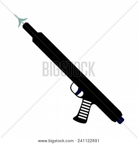 Icon Of Fishing  Speargun . Flat Color Design. Vector Illustration.