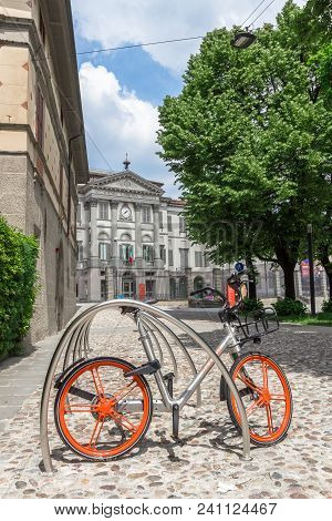 Mobike Bicycle Meant For Bike Sharing, Parked In Public Area. Mobike A Popular Bike Sharing Platform