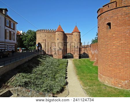 View At Historical Medieval Fortification In The Old Town Of Warsaw, Poland
