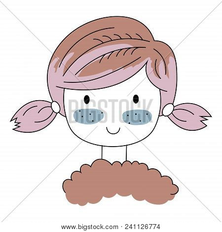 Cartoon Positive Sweet Cute Colored Doodle Girl