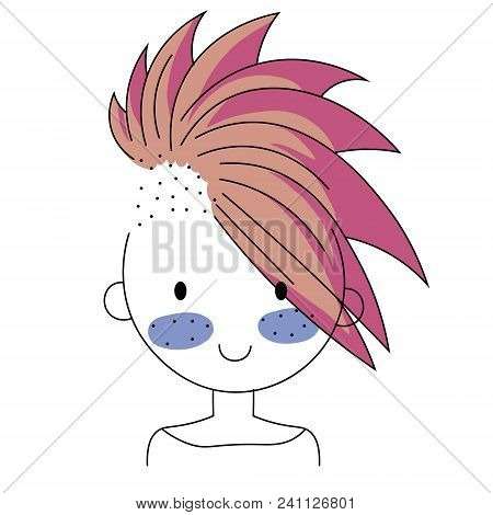 Cartoon Positive Sweet Cute Colored Doodle Girl