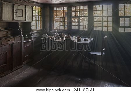Hofstetten Bei Brienz, Switzerland - April 2017: Dining Room In The Countryside House In Ballenberg 