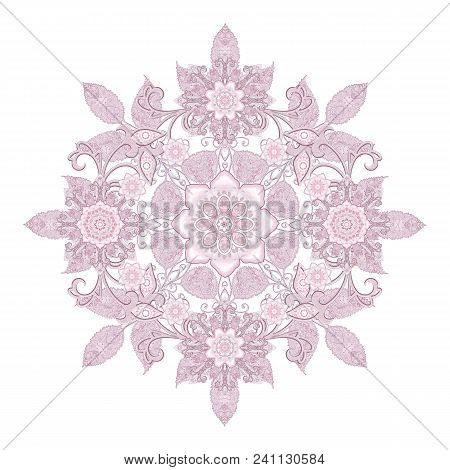 Decorative Decoration, Paisley Element, Delicate Textured Silver Leaves Made Of Fine Lace And Pearls