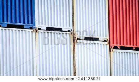 Colourful Containers Are Stacking Layer. Logistics Commercial Concept.
