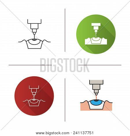 Laser Eye Surgery Icon. Flat Design, Linear And Color Styles. Medical Ophthalmology. Laser Vision Co