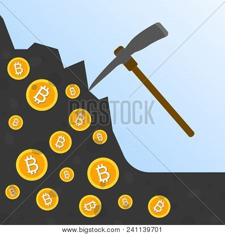 Cryptocurrency Concept Flat Vector Illustration. Bitcoin Digital Money. Ryptocurrency Production Pro