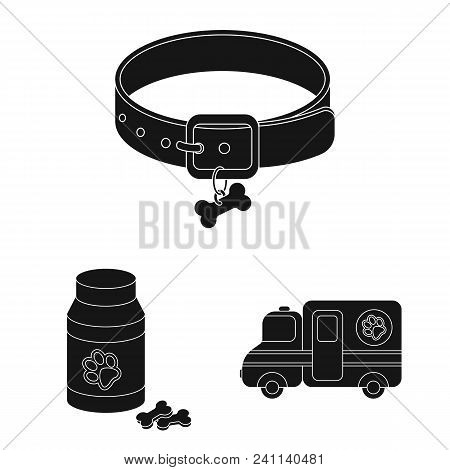 Veterinary Clinic Black Icons In Set Collection For Design. Treatment Of A Pet Vector Symbol Stock  