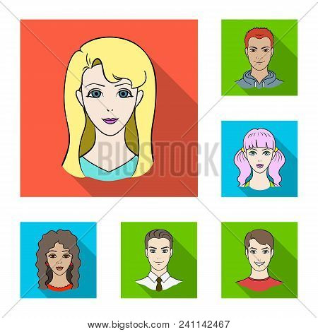 Avatar And Face Flat Icons In Set Collection For Design. A Person Appearance Vector Symbol Stock Ill