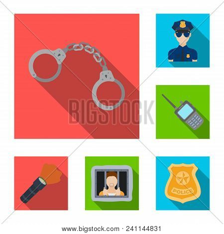 Police, Department Flat Icons In Set Collection For Design.detective And Accessories Vector Symbol S