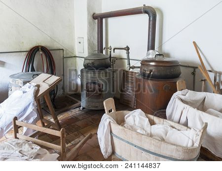 Hofstetten Bei Brienz, Switzerland - April 2017: Rustic Laundry In Ballenberg Open Air Museum