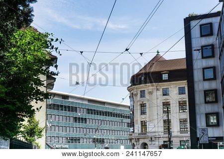 BASEL, SWITZERLAND - June 16, 2017: Old Town of Basel, Switzerland