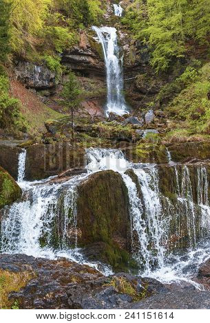 View On The Impressive Giessbach Waterfall, Switzerland