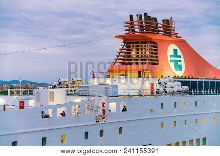 Cagliari, Italy - September 15, 2017: Passenger Ferry At Port Of Cagliari, Sardinia, Italy