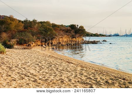 Portisco Beach On Costa Smeralda At Mediterranean Sea, Sardinia, In Italy
