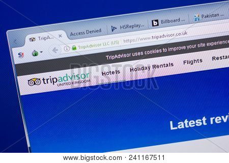 Ryazan, Russia - May 13, 2018: Tripadvisor Website On The Display Of Pc, Url - Tripadvisor.co.uk