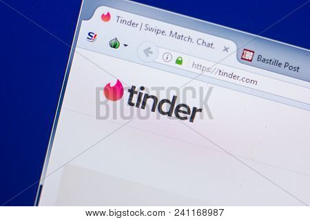 Ryazan, Russia - May 13, 2018: Tinder Website On The Display Of Pc, Url - Tinder.com