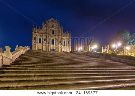 Ruins Of St. Paul's. Built From 1602 To 1640, One Of Macau's Best Known Landmarks. In 2005, They Wer