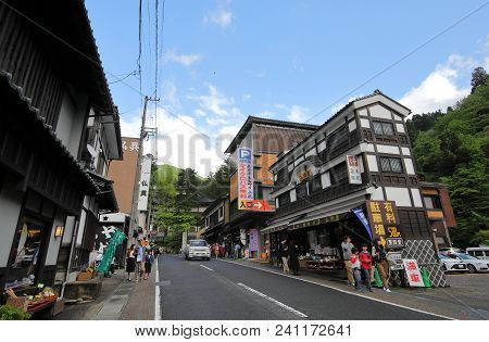 Fukui Japan - May 03, 2018: Unidentified People Visit Eiheiji Temple Shopping Street In Fukui Japan.