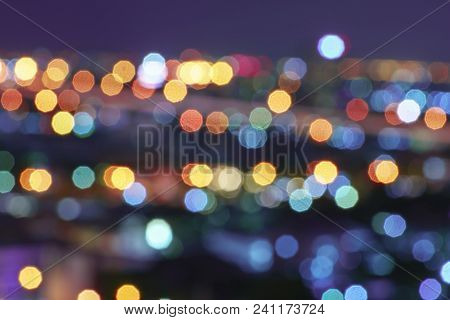 Defocused Lights Abstract Colorful Nonagon Bokeh Background
