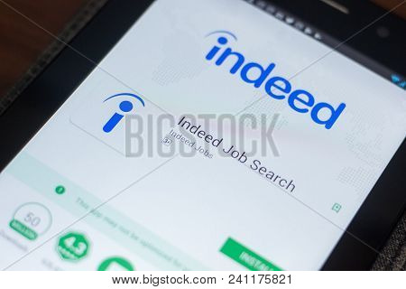 Ryazan, Russia - May 16, 2018: Indeed Job Search Mobile App On The Display Of Tablet Pc