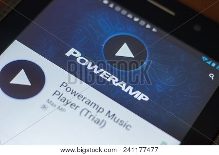 Ryazan, Russia - May 16, 2018: Poweramp Music Player Mobile App On The Display Of Tablet Pc