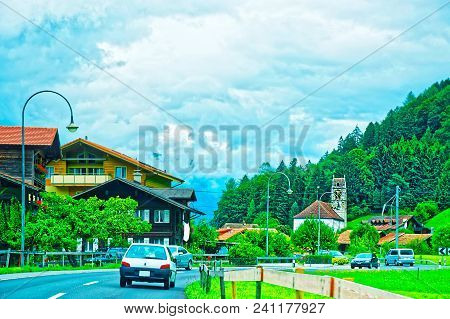 Gsteig Village Church In Gsteigwiler At Interlaken Oberhasli District, Bern Canton In Switzerland.