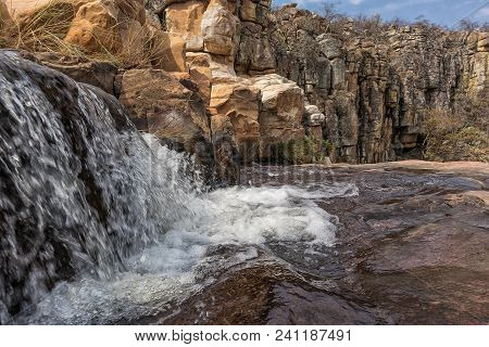 Waterfalls With Rocks In The Canyon Of Leba. Angola. Lubango.