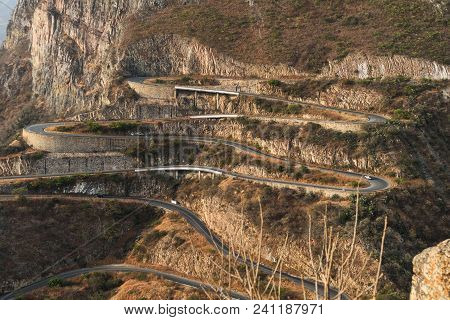 Road Along Leba Sierra. View From Above. Lubango. Angola.