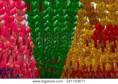 Asian Lanterns At A Buddhist Temple