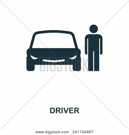 Car Driver Icon. Flat Style Icon Design. Isolated Car Driver Icon Pictogram On White Background.