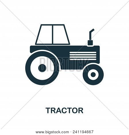 Tractor Icon. Flat Style Icon Design. Isolated Tractor Icon Pictogram On White Background.