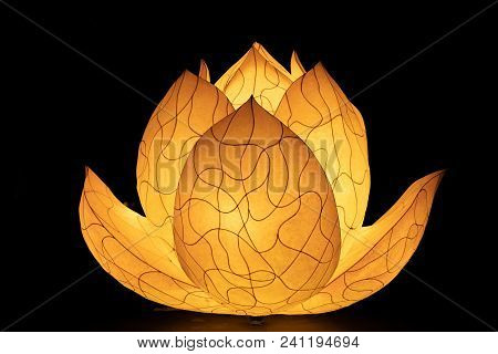 Asian Lotus Flower Lantern At A Buddhist Temple