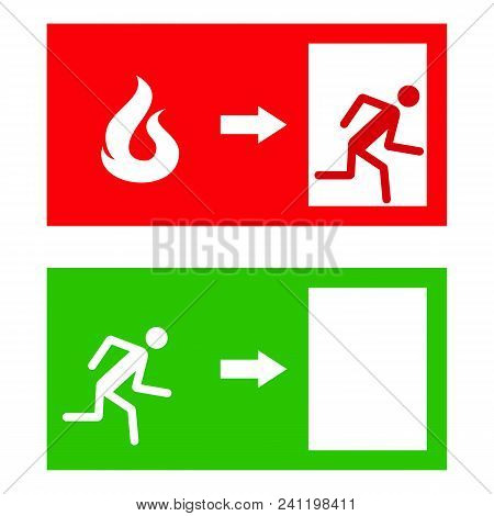 Vector Fire Exit Signs Isolated On White Background