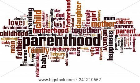 Parenthood Word Cloud Concept. Vector Illustration On White